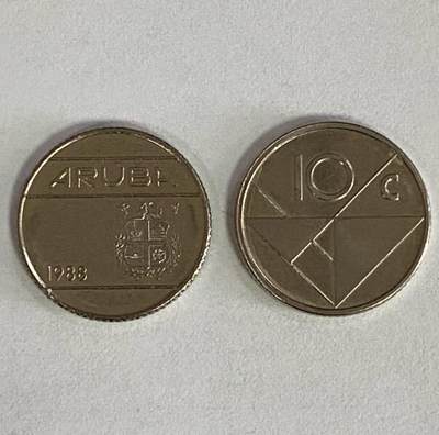 康怡轩钱币【世界流通币 套币 年版币 专场】第453期 - 阿鲁巴10分硬币 50枚装 年份随机 南美洲硬币