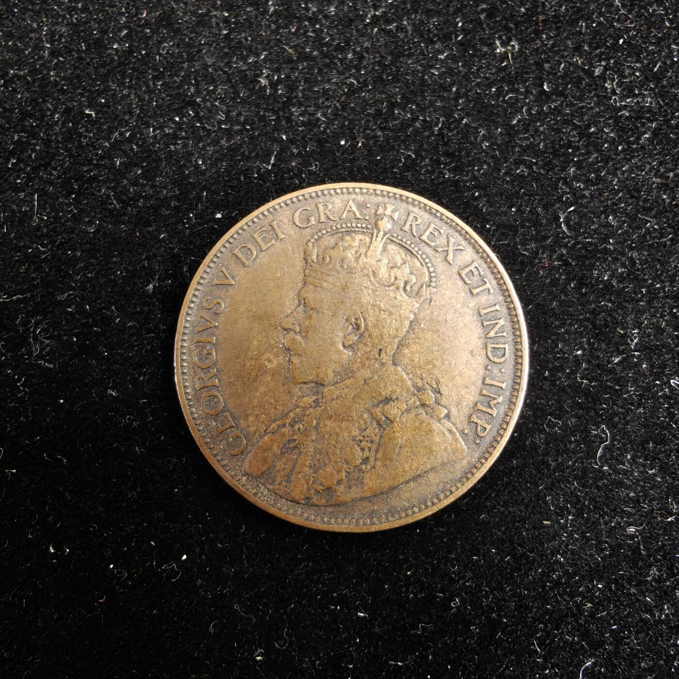 世界各国散币 0元起拍30元包邮 第一场 1912年加拿大乔治五世1分老铜币 1枚