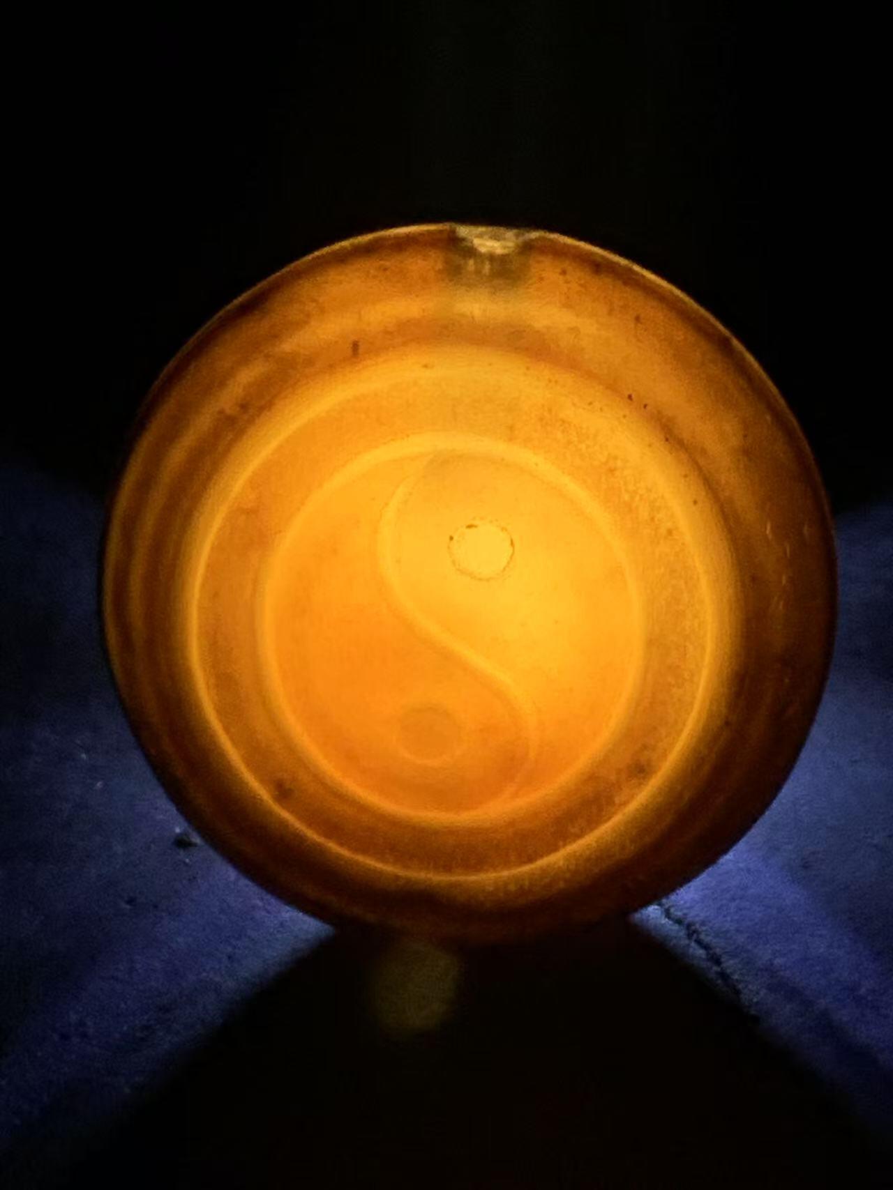 精品药师玛瑙手工雕刻太极阴阳鱼板珠（背云）一颗