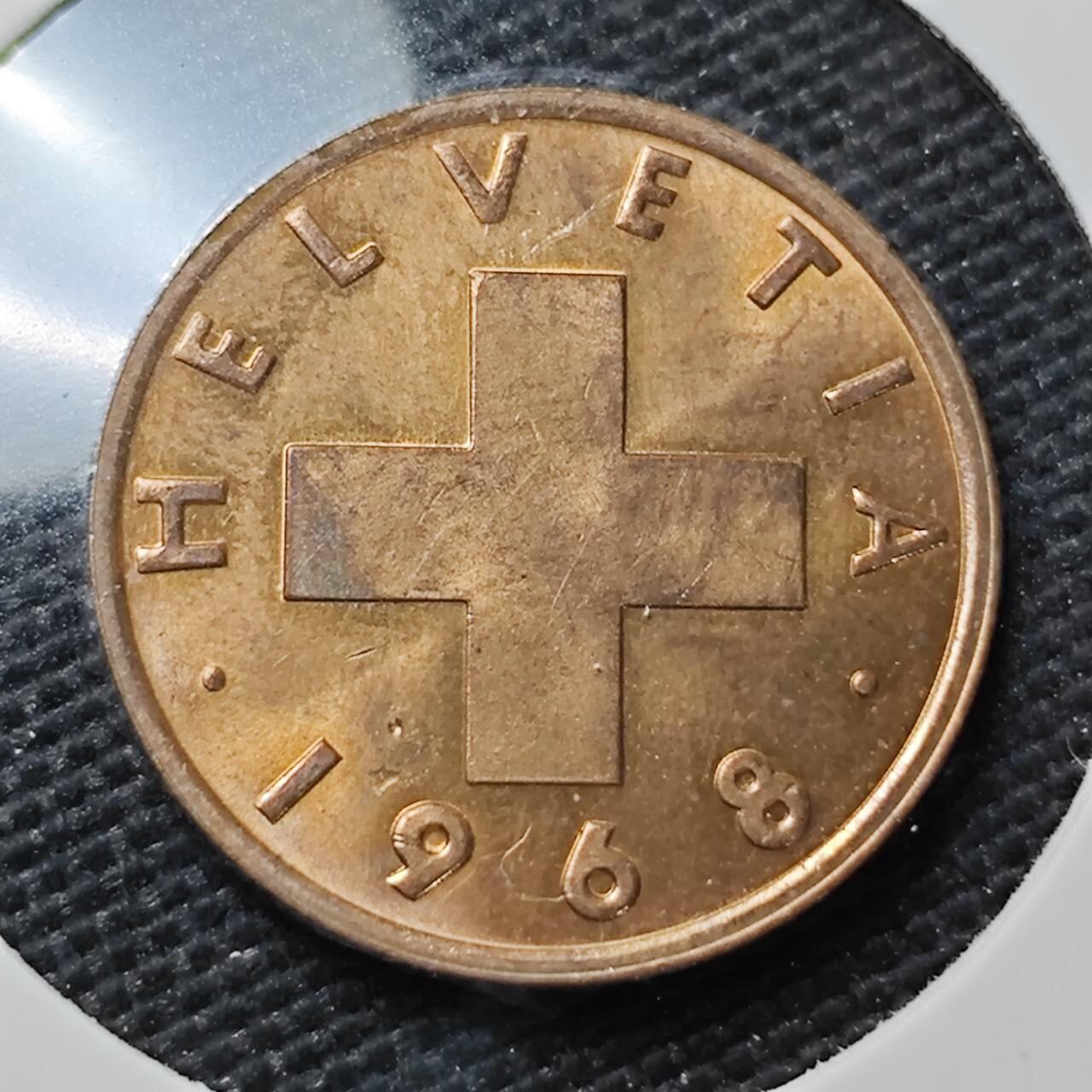 KK钱币收藏小铺 第316期 2月预留时间 周末发货 1968瑞士2分 