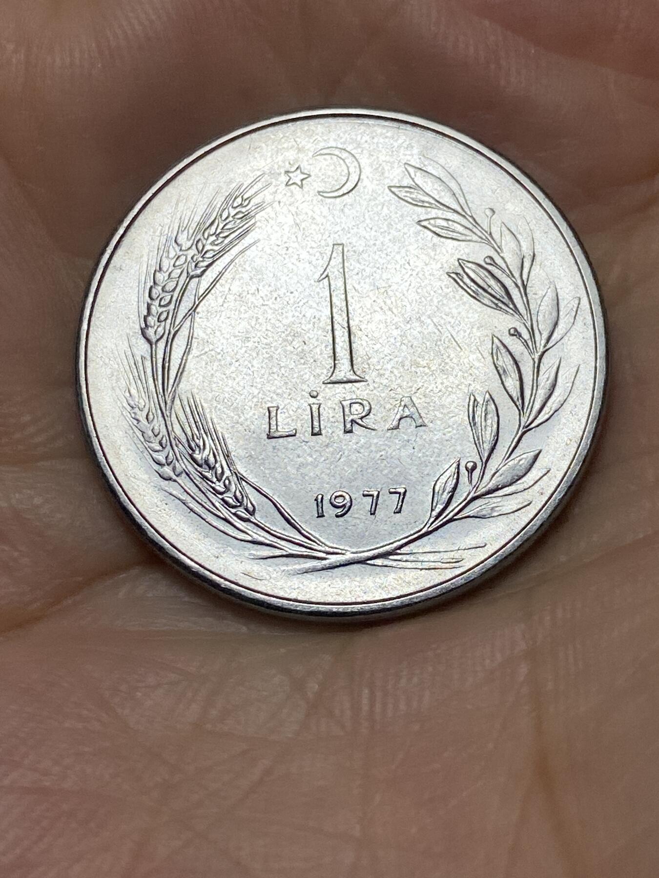 2025年第七十六场(总第一百零二场）外国好品散币(免佣金) 土耳其🇹🇷1977年1里拉(第五套第三版，7. 0克版)