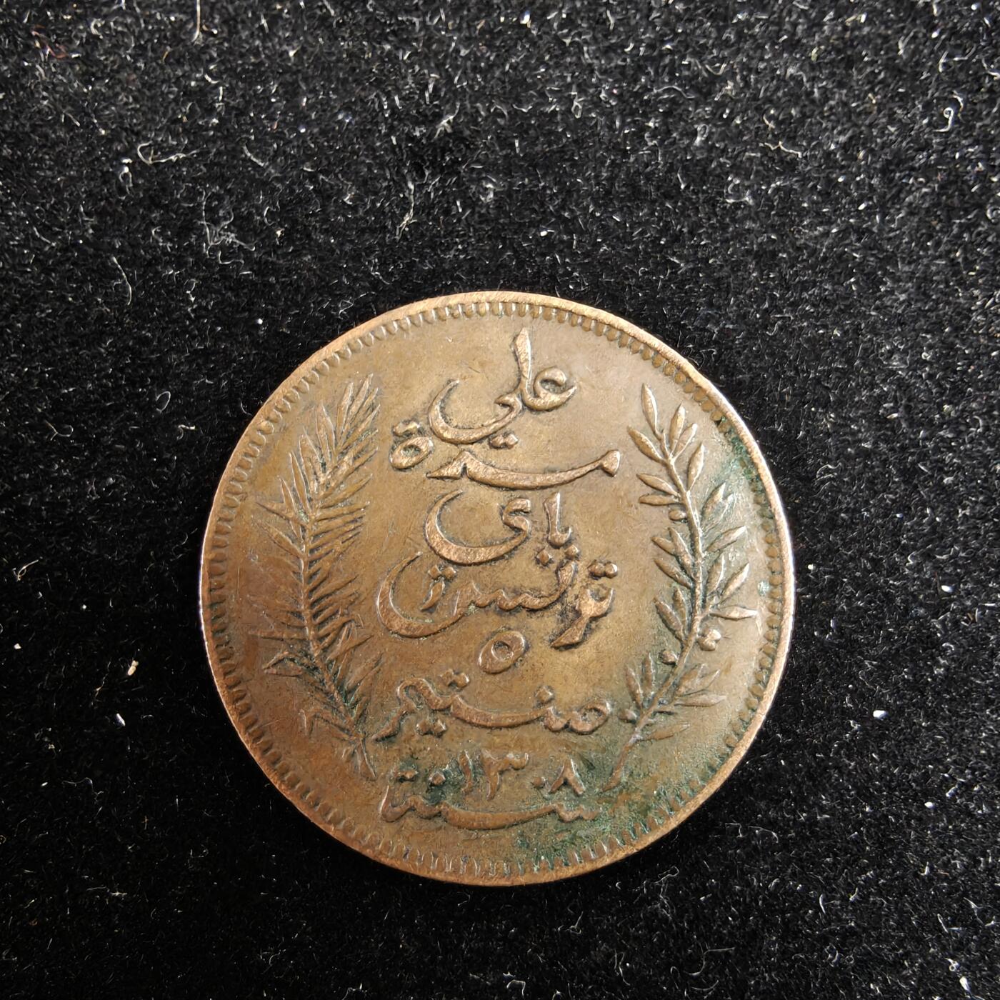 世界各国散币 0元起拍30元包邮 第一场 1891年法属突尼斯5分铜币 1枚