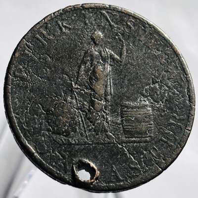 文馨钱币收藏第 265 场，老铜币场，因寄存快到期太多，本场拍品不预留，中拍不满包邮请付邮费，请勿后台私信讨价还价，接受不了邮费的不要拍 - 少见 1812 年英国乔治三世时期铜矿业代用币 1 便士