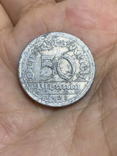 2025年第七十六场(总第一百零二场）外国好品散币(免佣金) - 德意志魏玛共和国1922年50芬尼(J标，汉堡造，关门年)