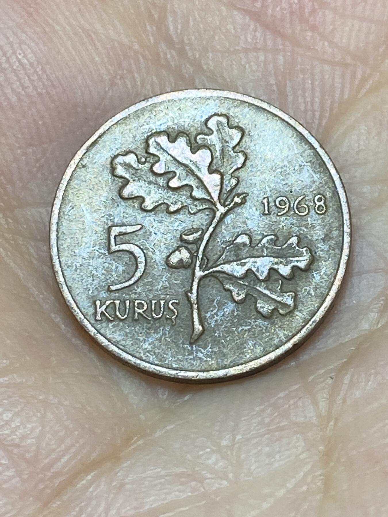 2025年第七十六场(总第一百零二场）外国好品散币(免佣金) 土耳其🇹🇷1968年5库鲁(第五套第一版，2.5克版)