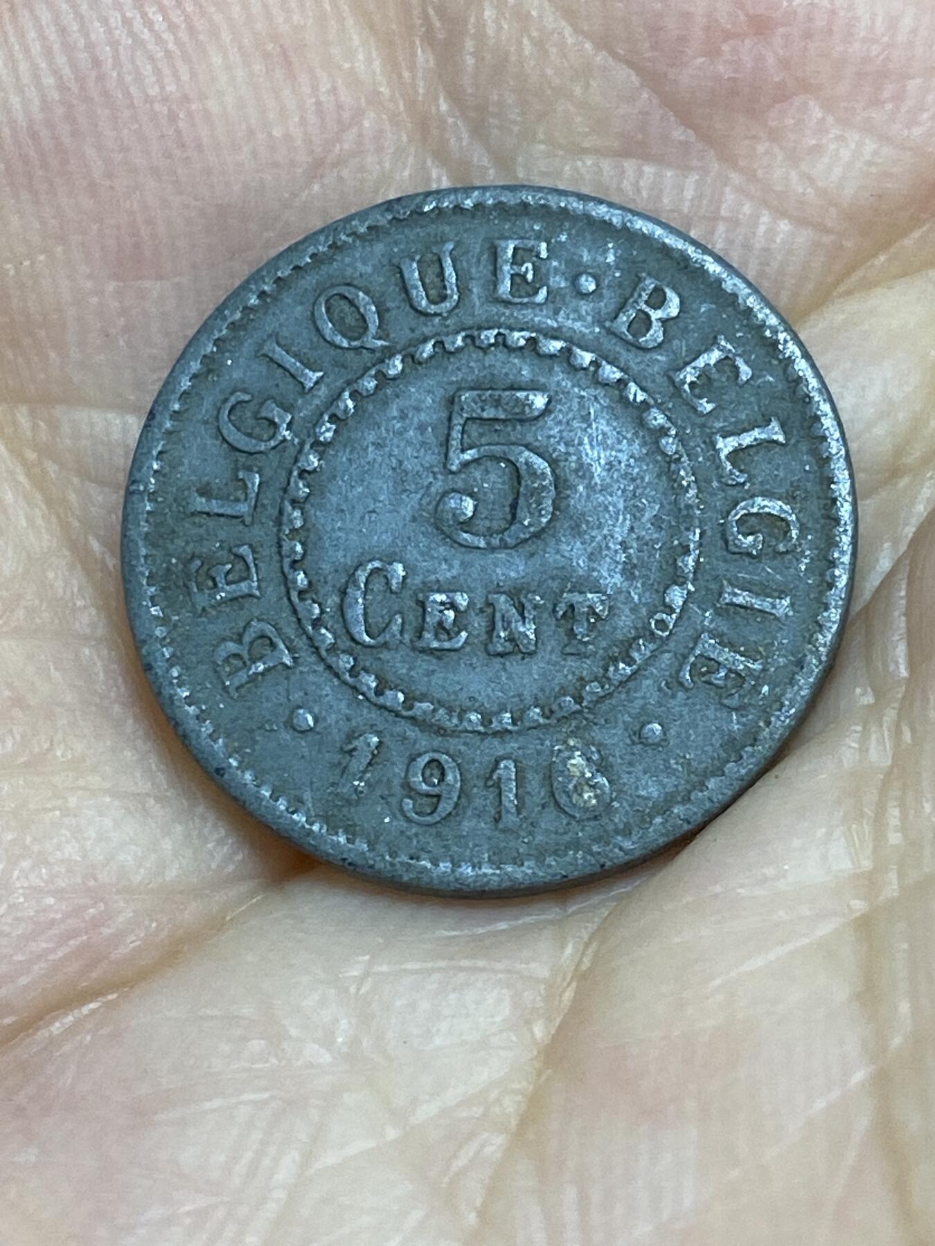 2025年第七十六场(总第一百零二场）外国好品散币(免佣金) 少见–比利时🇧🇪1916年5分(阿尔贝一世，一战德国占领时期，关门年仅发行2年)