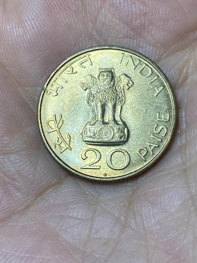 2025年第七十七场(总第一百零三场）外国好品散币(免佣金) - 印度🇮🇳1969单年份20派沙(圣雄甘地诞辰100周年纪念币，钻石标B版孟买造)