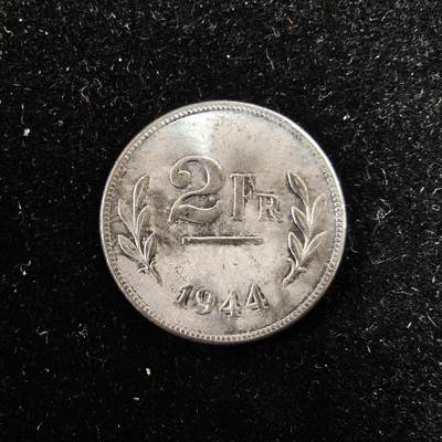 世界各国散币 0元起拍30元包邮 第一场 - 1944年德占比利时2法郎 原光品相 1枚