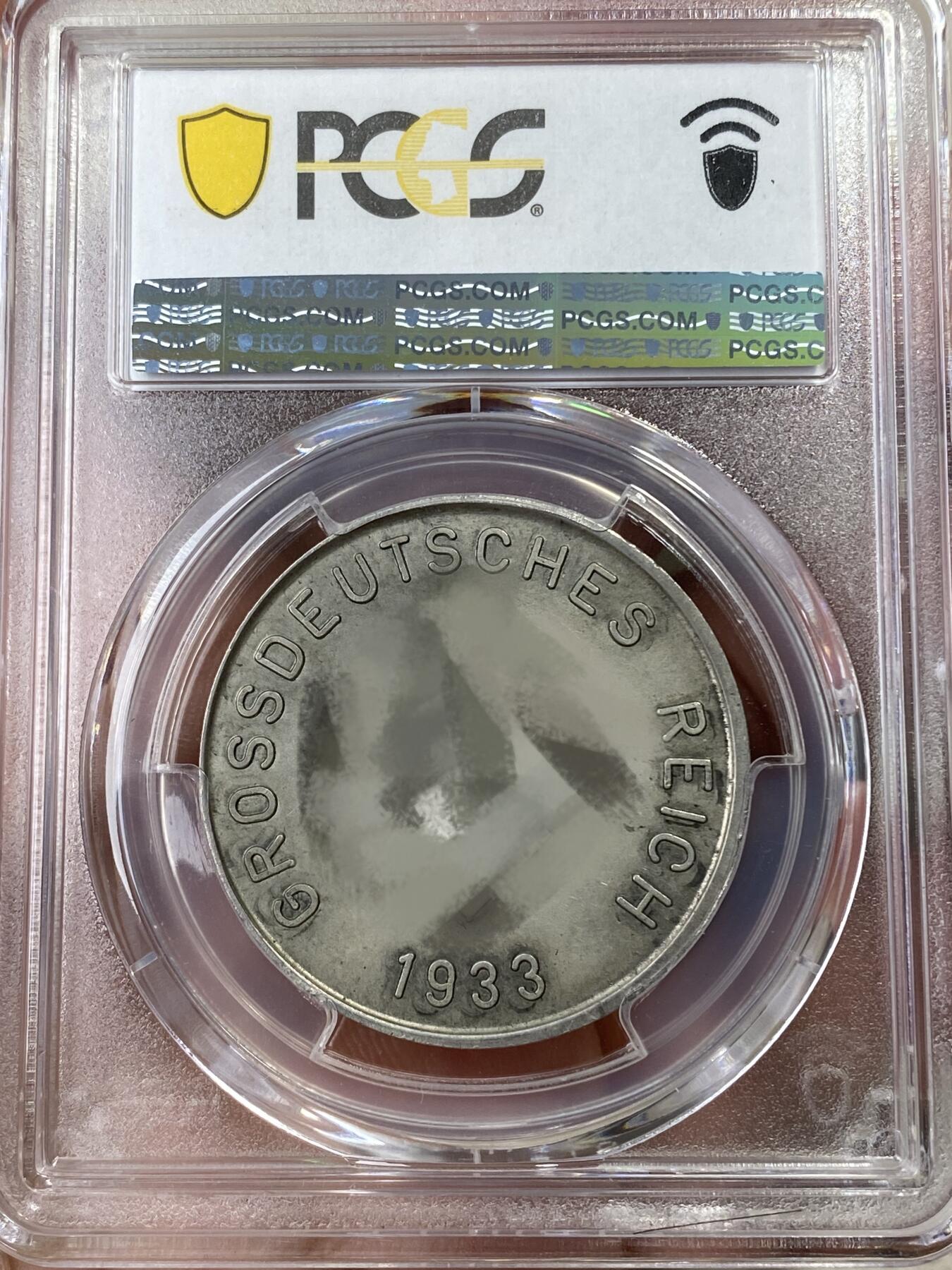 万国钱币拍卖第050期（万国五十期纪念大拍） PCGS SP62 1933年德国民族社会主义工人党党魁当选帝国总理纪念银章 高浮雕早期年轻态 叁帝国初期珍惜罕见品种 原味德国淡彩浓厚倒影包浆 顶级收藏品质（原图请私信后台或自行查询官网）