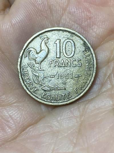 2025年第七十七场(总第一百零三场）外国好品散币(免佣金) - 法国🇫🇷1951年10法郎(B标，博蒙莱罗热造)