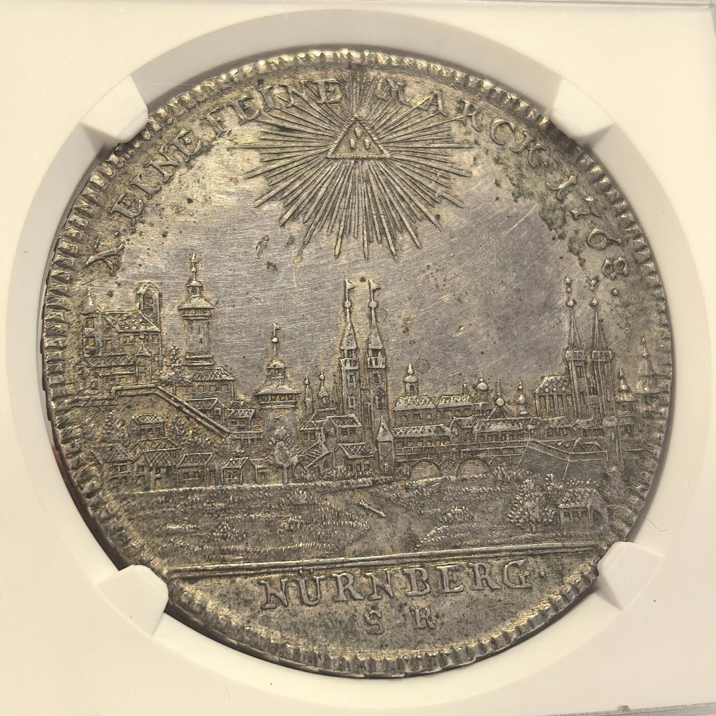 博洋堂世界钱币拍卖第134期（全场包邮） NGC AU 德国纽伦堡1768年城市景观大泰勒银币