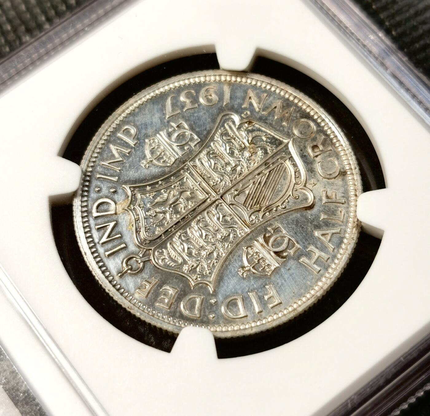 甄臻铺-世界币章拍卖（第28期），送拍享返佣金等优惠多多 NGC-Proof Detail 1937年英国乔治六世精制1/2克朗