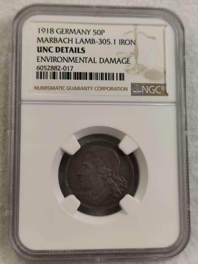 G&W世界散币，银币处理专场（第27场） - NGC-UNCD 德国1918年50芬尼  铁币