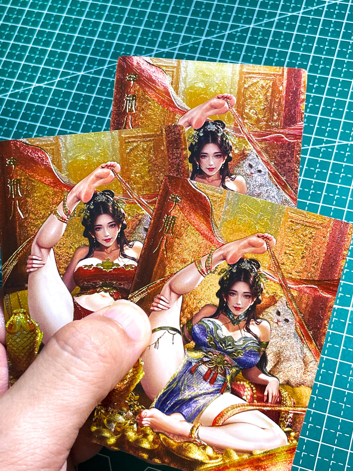 显眼宝26期 都有拍摄近景图可以细看 卡颜悦色系列 金瓶梅系列  李瓶儿 高难度动作三渐变一套3张含艺术  粗闪  63*88