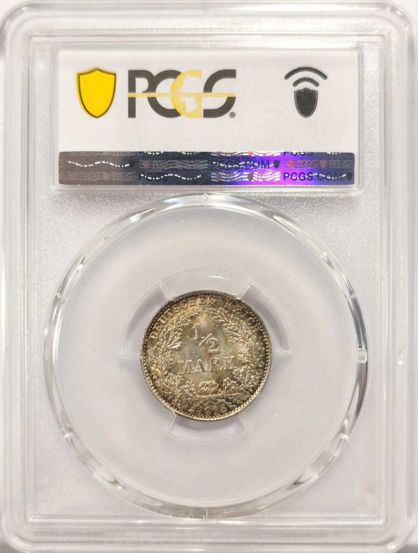 博洋堂世界钱币拍卖第134期（全场包邮） PCGS MS68 德国第二帝国1918年流通1/2马克银币，五彩超高分！