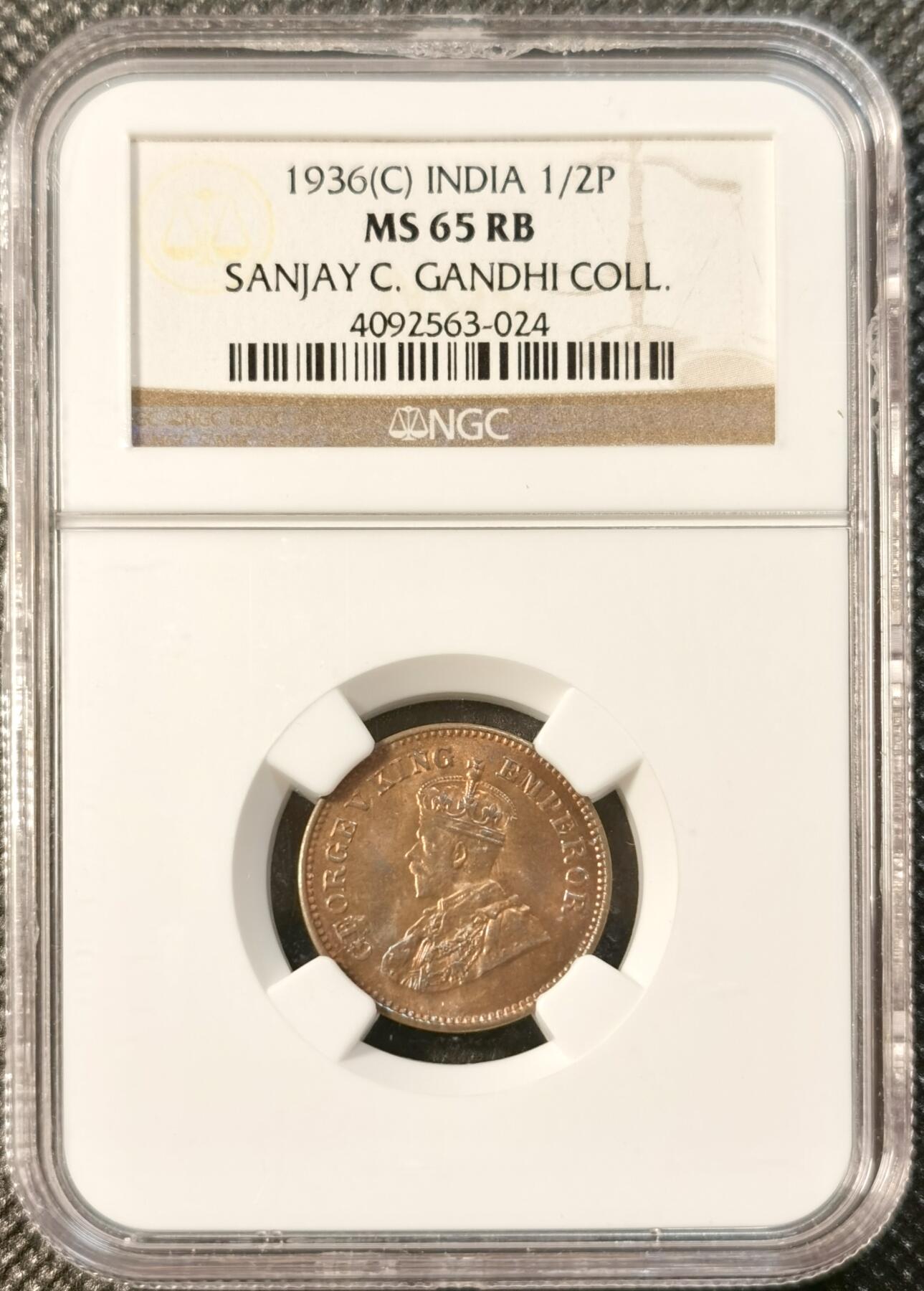 甄臻铺-世界币章拍卖（第28期），送拍享返佣金等优惠多多 NGC-MS65RB 印度铜币