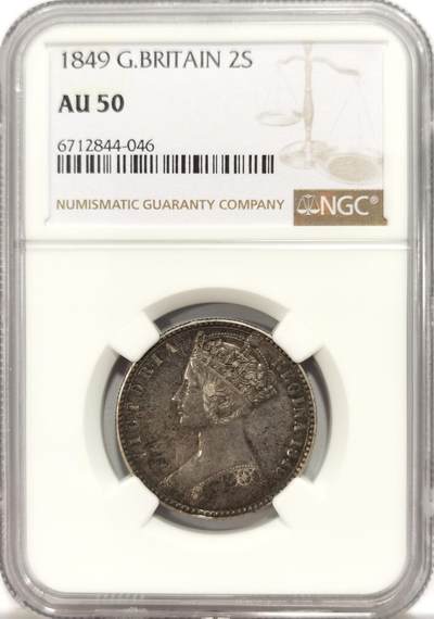 博洋堂世界钱币拍卖第134期（全场包邮） - NGC AU50 英国1849年维多利亚2先令银币，原汁原味