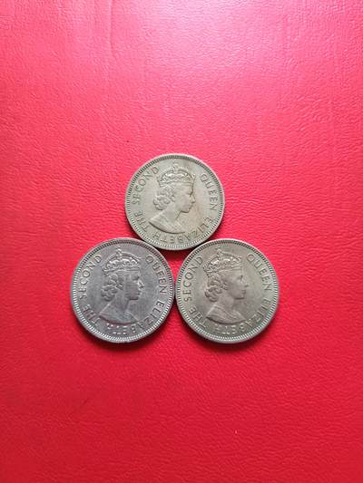 【云涧收藏】第五十一场 香港女王1961年、1967年、1973年5毫3枚