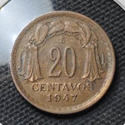 KK钱币收藏小铺 第317期 2月预留时间 周末发货 -  1947智利20分铜币