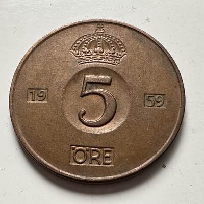 🌹外币初藏🌹🐯2025年第85场  每周二四六晚8️⃣点 接代拍 - 瑞典1959年5欧尔 