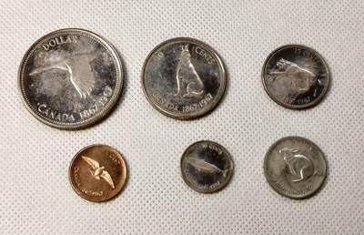 甄臻铺-世界币章拍卖（第28期），送拍享返佣金等优惠多多 1967年 加拿大建国100周年套币 含4枚银币