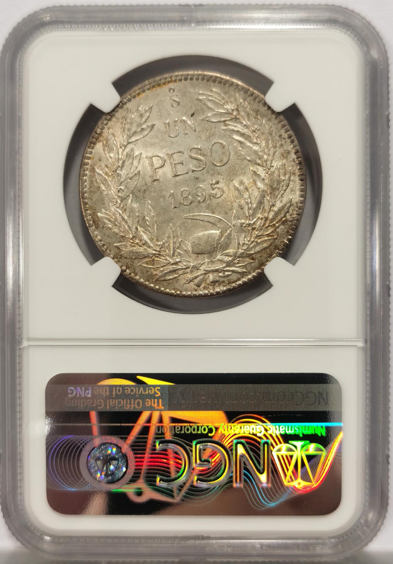 博洋堂世界钱币拍卖第134期（全场包邮） NGC MS62 智利1895年1比索银币