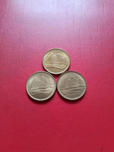 【云涧收藏】第五十一场 埃及1984年5皮阿斯大字版、左公历、右公历3版本3枚，UNC