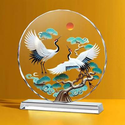 开心收藏拍卖 - 龙凤呈祥高端水晶摆件家居装饰客厅酒柜电视柜开业乔迁礼品