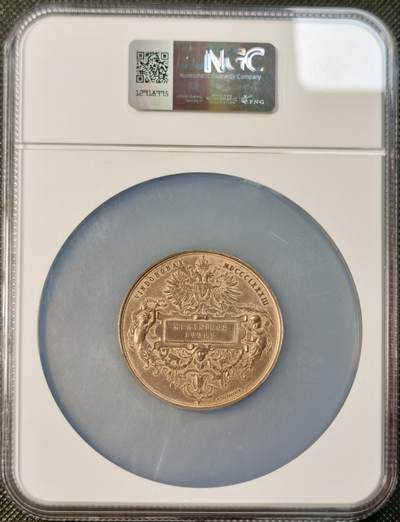 甄臻铺-世界币章拍卖（第28期），送拍享返佣金等优惠多多 NGC-MS64RB 1883年奥地利图形协会纪念铜章，正面雕刻有“IN LIGNO LAPIDE PINGENDI INSCRIPTIO”字样，背面是奥地利双头鹰徽章，铭文“MEMINISSE IUVET”。