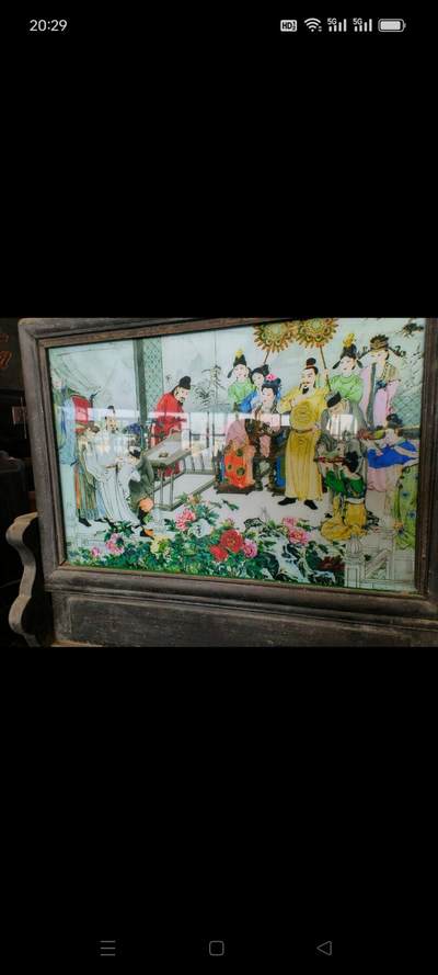 清代纯手工绘玻璃画，完整美品 - 清代纯手工绘玻璃画，完整美品