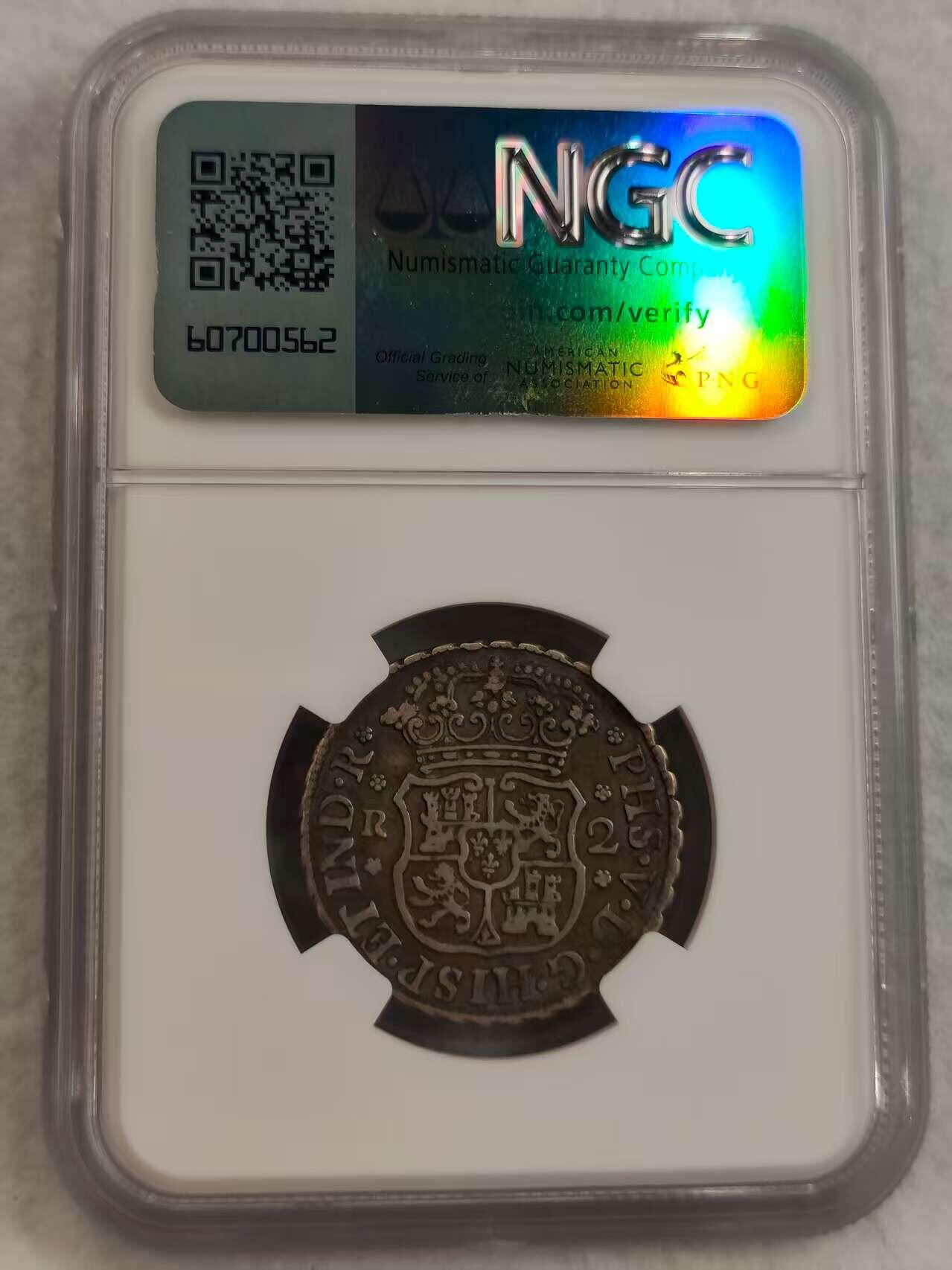 G&W世界散币，银币处理专场（第27场） NGC-VFD  西属墨西哥1744年 2瑞尔  银币