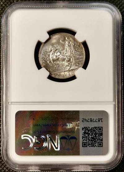 甄臻铺-世界币章拍卖（第28期），送拍享返佣金等优惠多多 NGC-MS63 1917年意大利马车1里拉，细节极好，淡紫色包浆，低评
