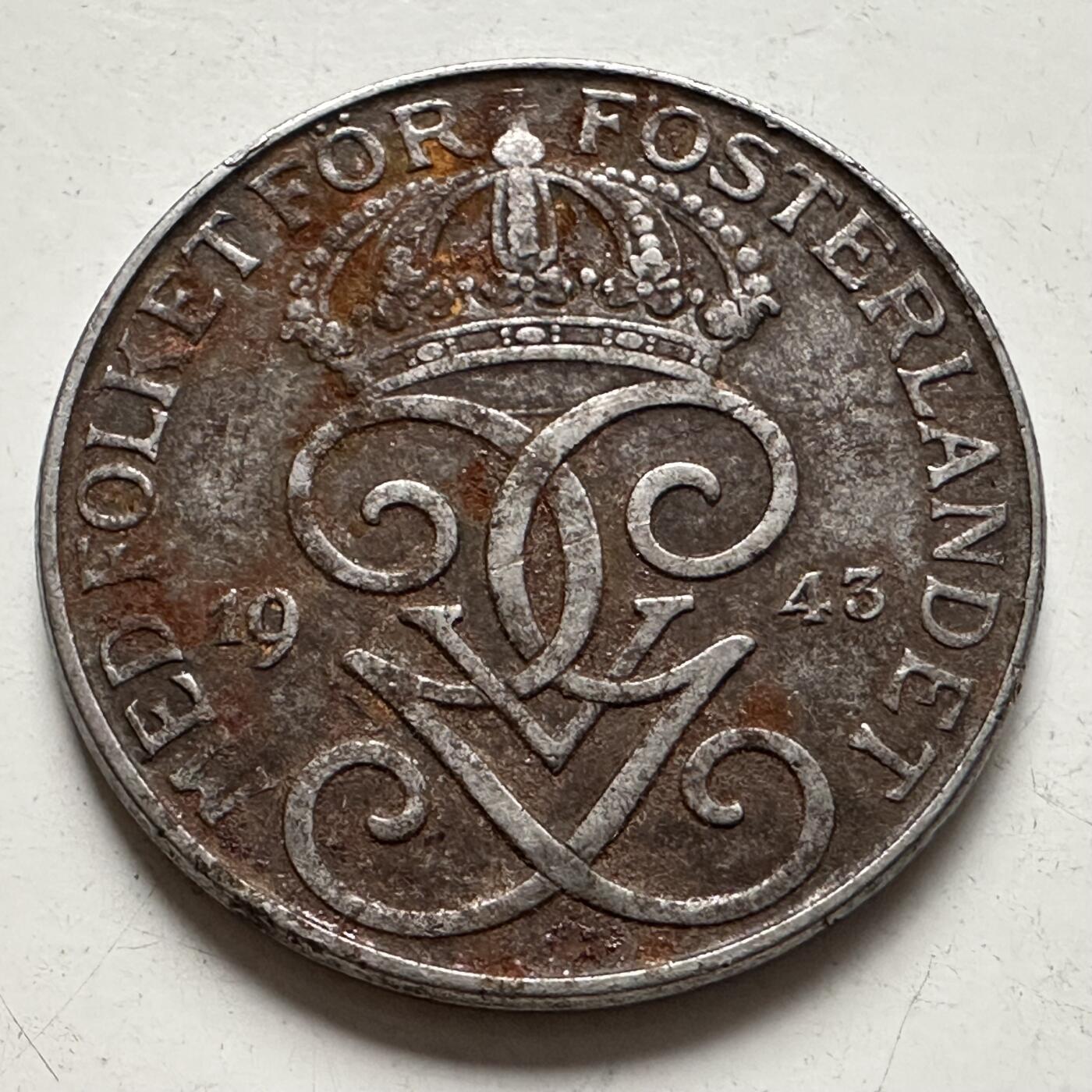 🌹外币初藏🌹🐯2025年第85场  每周二四六晚8️⃣点 接代拍 瑞典1943年5欧尔 二战铁币