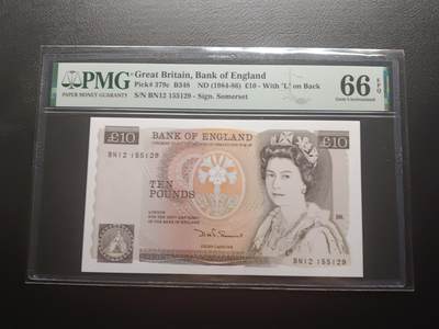 2025八月第二期（总187期） - 英格兰D序列10镑somerset签名背面左下L字版PMG66epq，青年女王和南丁格尔