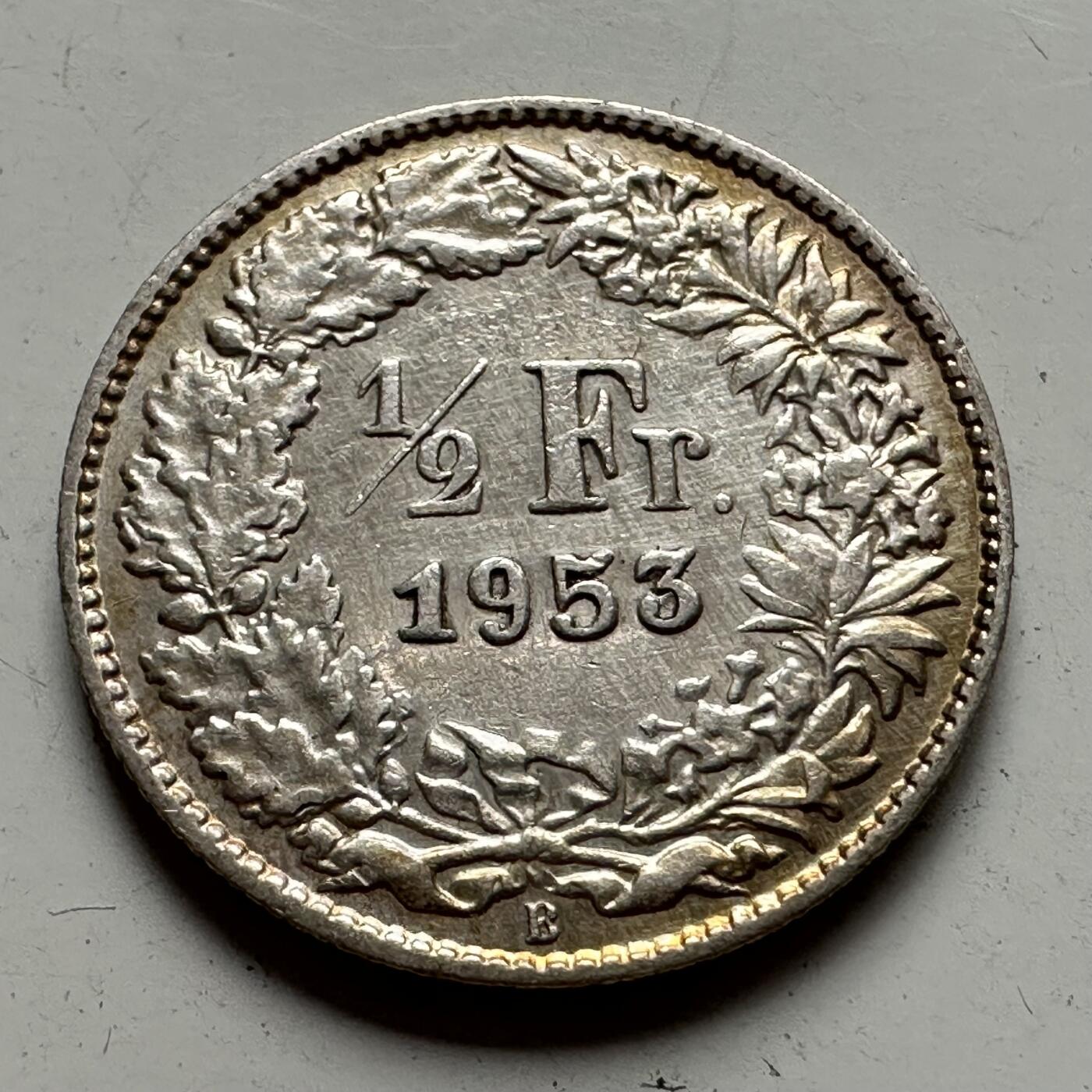 🌹外币初藏🌹🐯2025年第85场  每周二四六晚8️⃣点 接代拍 瑞士1953年1/2法郎银币