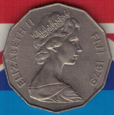 斐济1979年50分 FAO纪念币 铜镍制 实物图 近九品