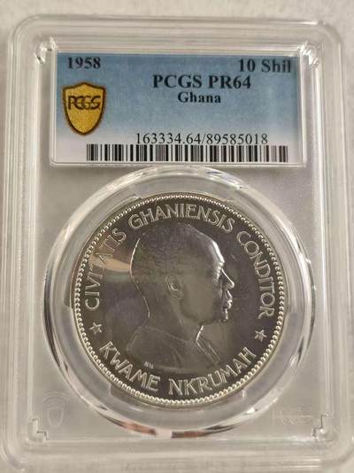 G&W世界散币，银币处理专场（第27场） - PCGS-PR64  加纳1958年10先令  银币