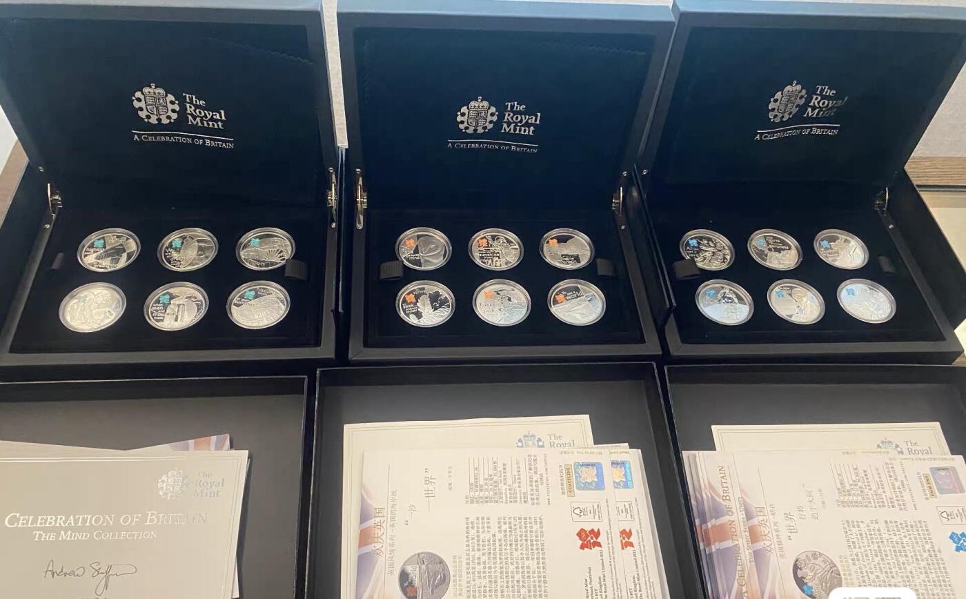 ❤️【币观天下】❤️ 第320期钱币拍卖- 2025.8.8周五晚上6点半场-长期征集拍品 英国2009年伦敦奥运会全套18枚纪念银币大型礼盒装帧三个大盒子盒证齐全