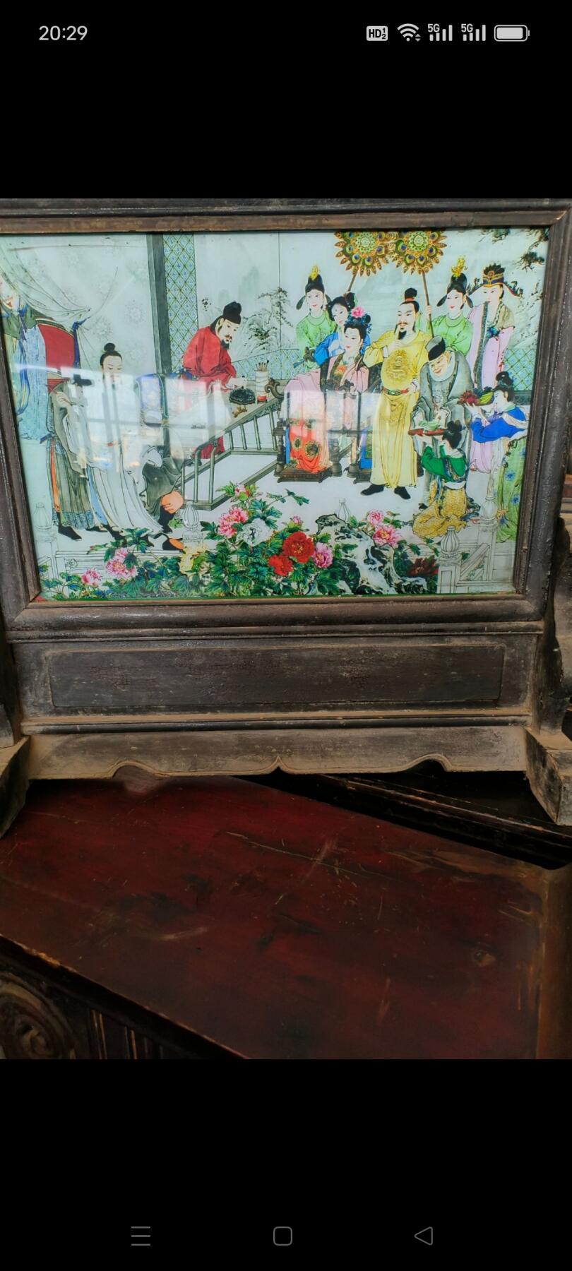 清代纯手工绘玻璃画，完整美品