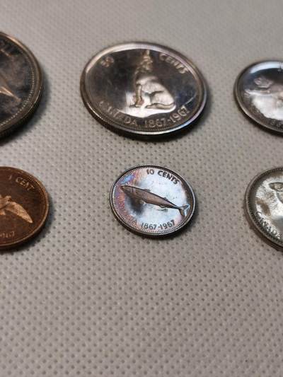 甄臻铺-世界币章拍卖（第28期），送拍享返佣金等优惠多多 1967年 加拿大建国100周年套币 含4枚银币