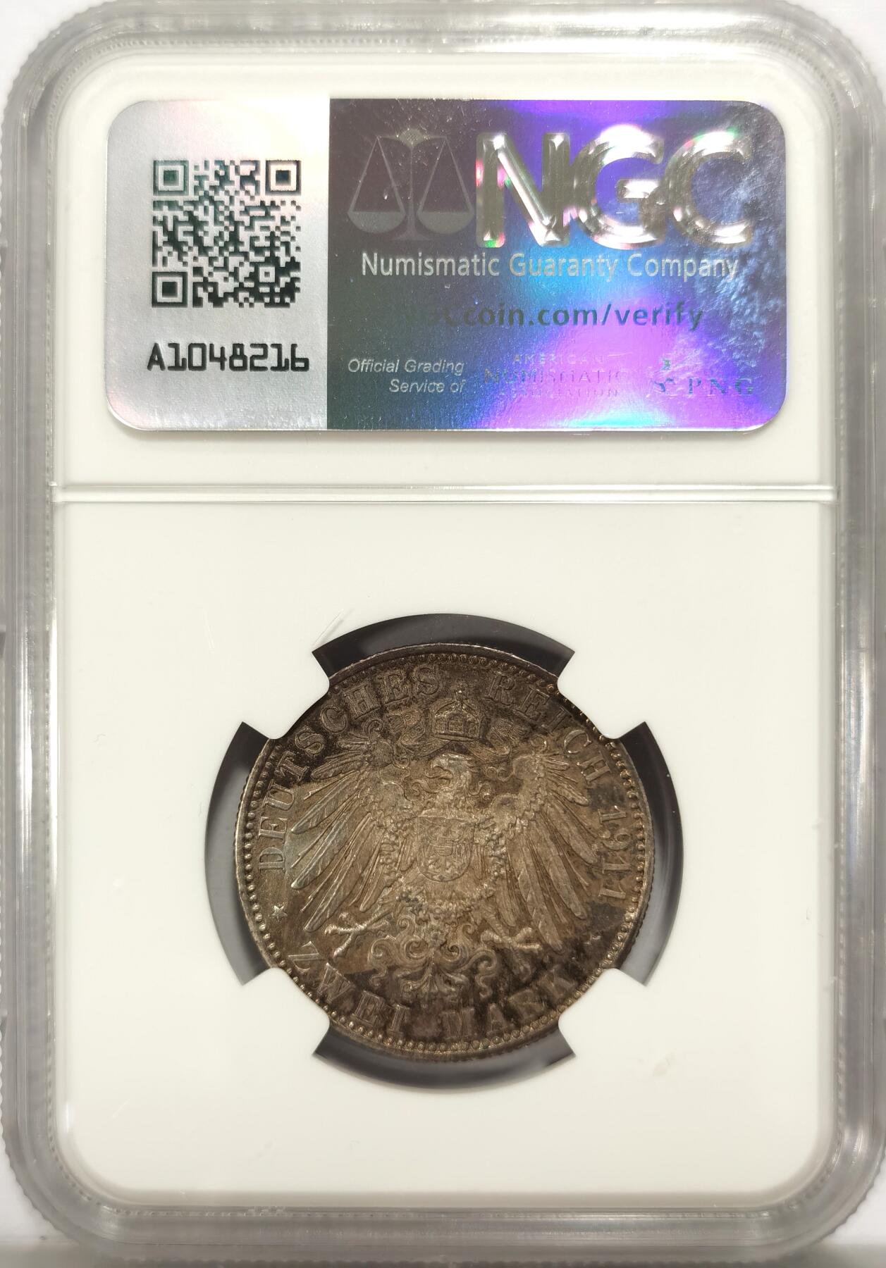 博洋堂世界钱币拍卖第134期（全场包邮） NGC MS63 德国巴伐利亚1911年柳特波德2马克银币 原盒五彩