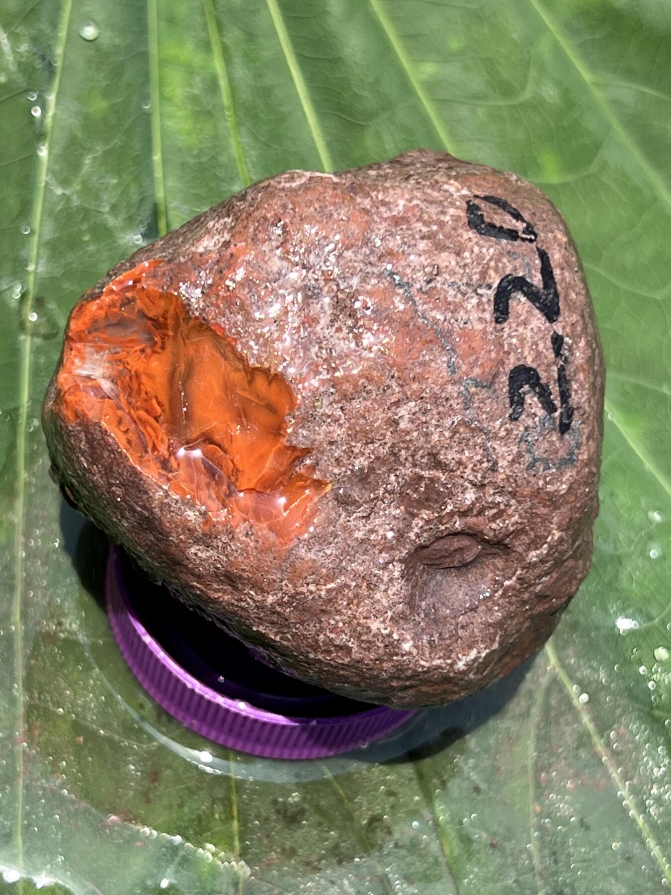 零元拍：南红玛瑙手把石，约220克哦，料形完整，如同晚霞烈日般的火烧云，非常漂亮，纯天然，独一无二的（天然原石不可避免有瑕疵，裂纹，介意勿拍）因为拍照环境以及光线的变化，颜色以实物为准。成品很美丽，原石亦魅力无穷。