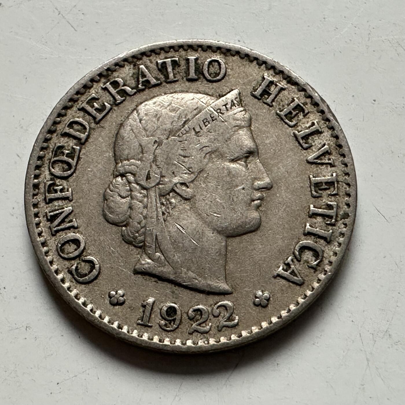 🌹外币初藏🌹🐯2025年第85场  每周二四六晚8️⃣点 接代拍 瑞士1922年五分