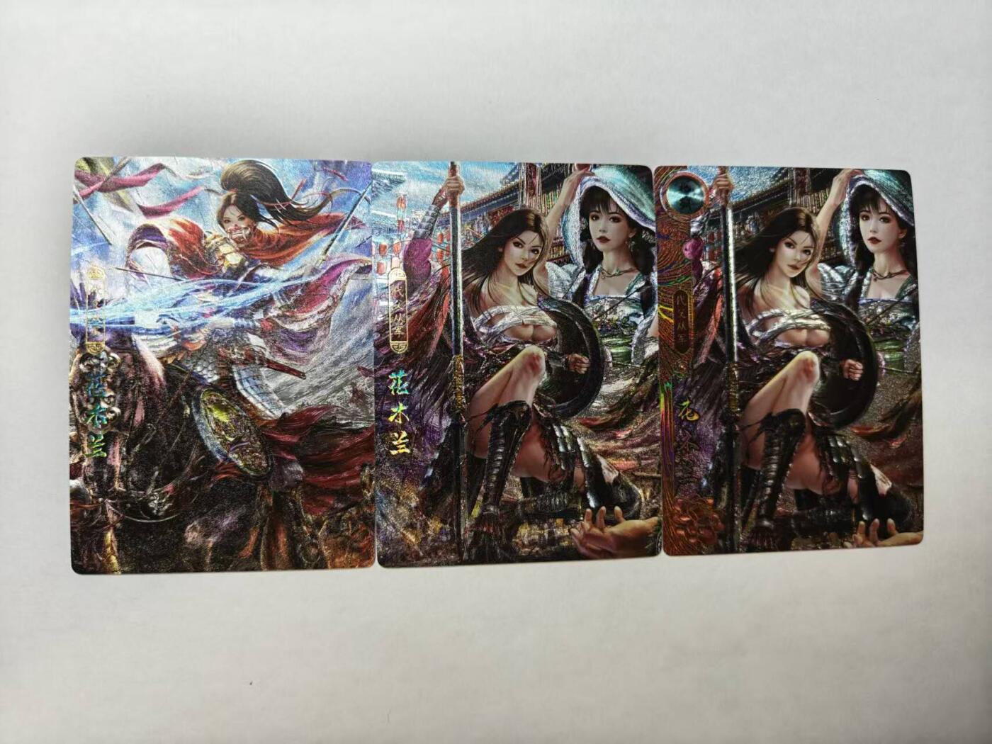 龙虎卡牌第四十九场 （无佣金，满120包邮，欢迎送拍，摩点开车） 粗闪3张卡玩帕克 神州百花谱 花木兰