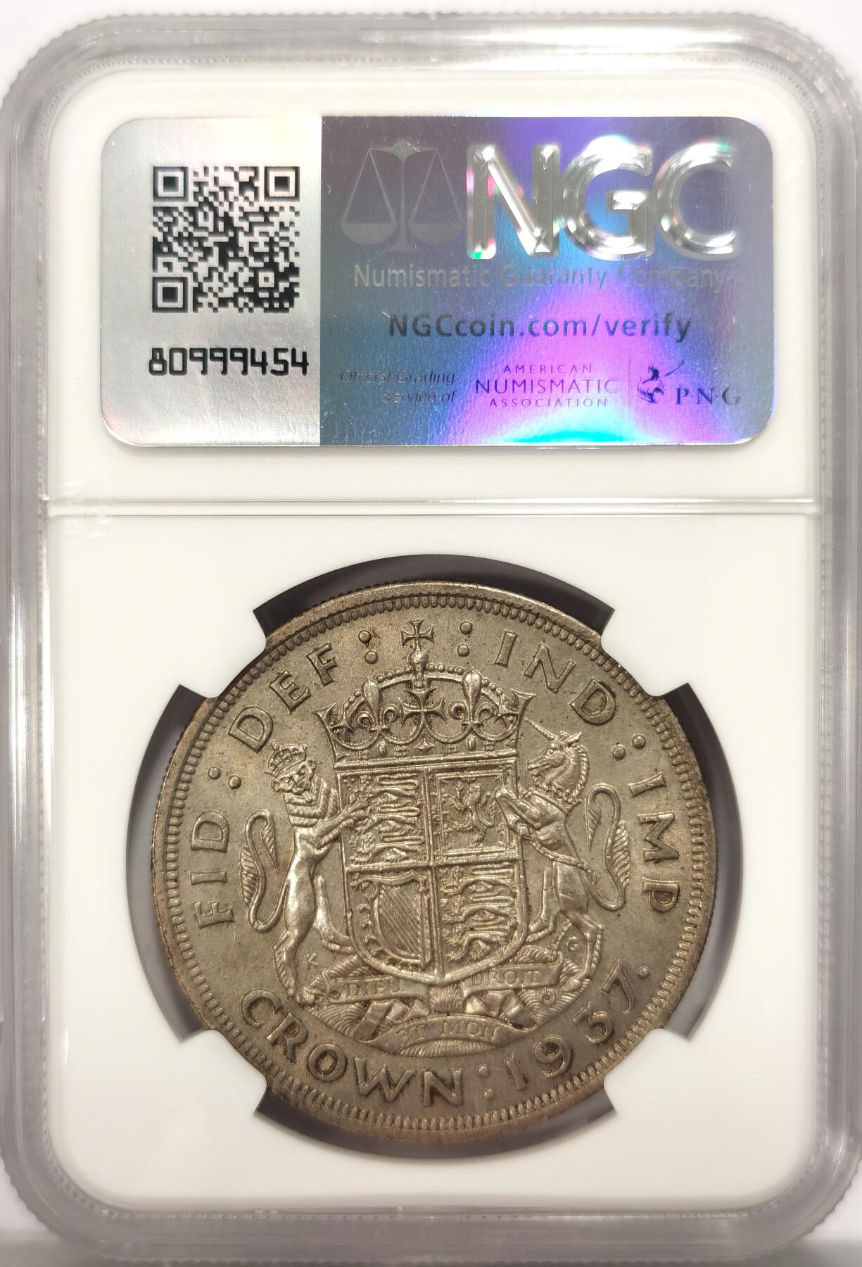 博洋堂世界钱币拍卖第134期（全场包邮） NGC MS64 英国1937年乔治六世登基纪念克朗大银币，登基克朗上64很难，比同分的木马剑少很多。原光极美品。