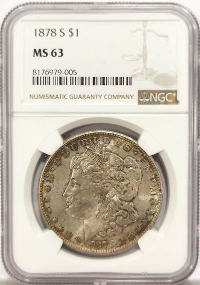 博洋堂世界钱币拍卖第134期（全场包邮） - NGC MS63 美国1878年S版摩根大银币，摩根首年，值得收藏