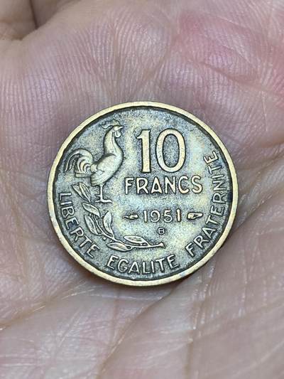 2025年第七十七场(总第一百零三场）外国好品散币(免佣金) - 法国🇫🇷1951年10法郎(B标，博蒙莱罗热造)
