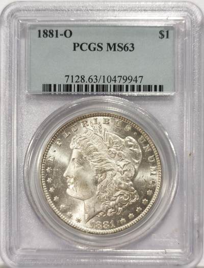 博洋堂世界钱币拍卖第134期（全场包邮） - PCGS MS63 1881年O版美国摩根银币 非常漂亮，强车轮光，性价比非常高的状态