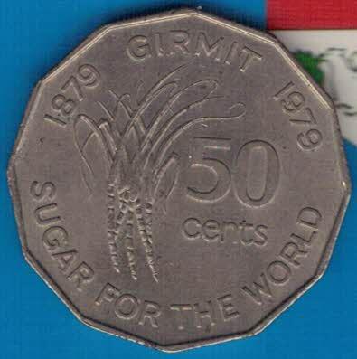 斐济1979年50分 FAO纪念币 铜镍制 实物图 近九品