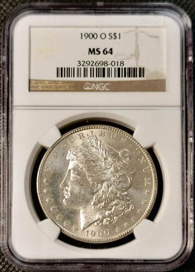 甄臻铺-世界币章拍卖（第28期），送拍享返佣金等优惠多多 - NGC-MS64 1900年O版摩根，地板PL质感，不多见的年份